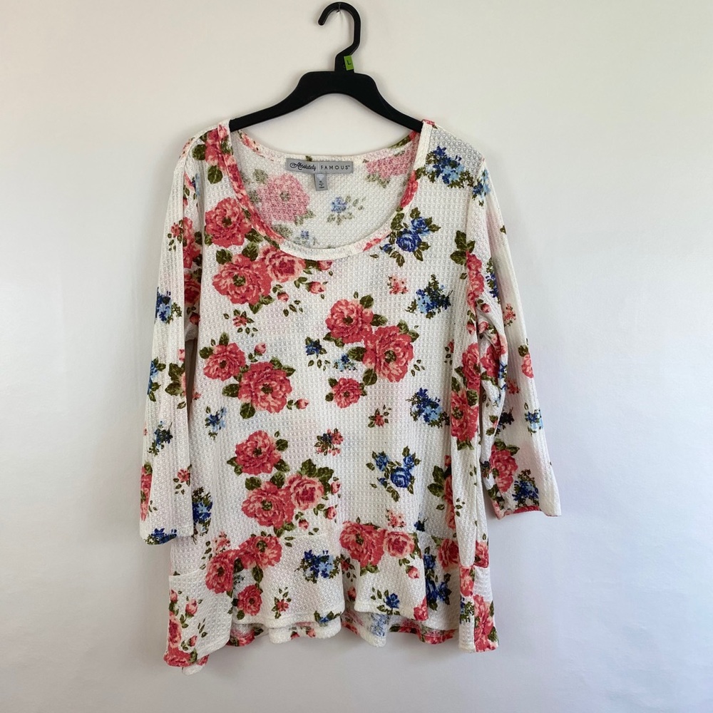 5/$25 Thermal Waffle Floral Top